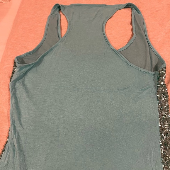 INC Sequin Teal Aqua Racerback Tank Size Medium - Picture 6 of 12